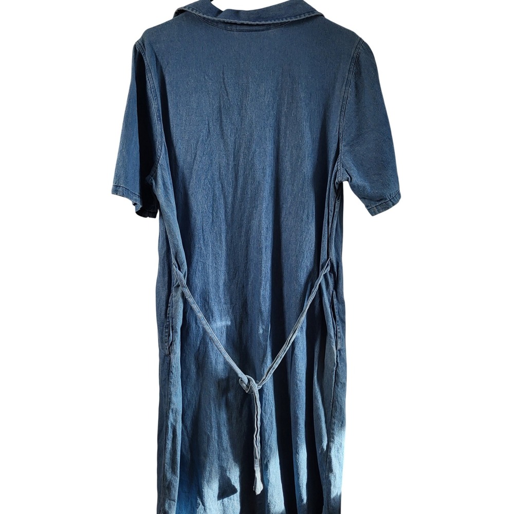 Essentials By Maggie Denim Button Front Midi Flor… - image 5